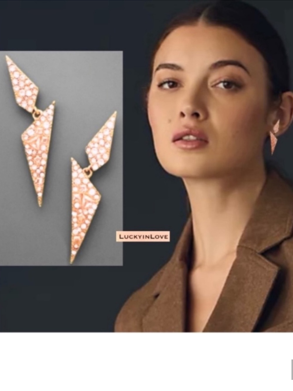 ALEXIS BITTAR • Rose Gold Origami Shards Crystal Edgy Hinged Post Drop Earrings